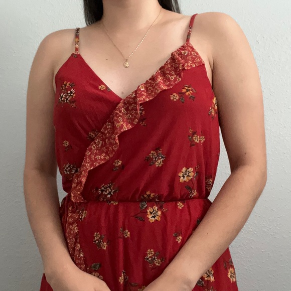 Red Mini Floral Dress - Picture 2 of 5